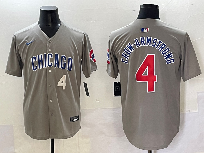 Men 2025 Chicago Cubs #4 Crow Armstrong greu Nike MLB Jersey style 2->chicago cubs->MLB Jersey